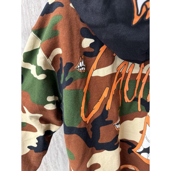 Chrome Hearts Camo Hoodie Jacket With Caution Graphic & Teeth Print Design - Picture 10 of 14